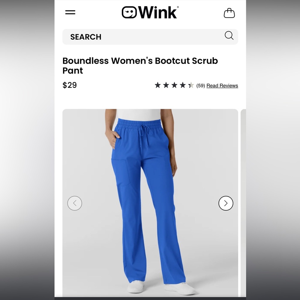 NWT Wink Boundless Women's Boot Cut Scrub Pant - Royal Medium - Picture 2 of 5